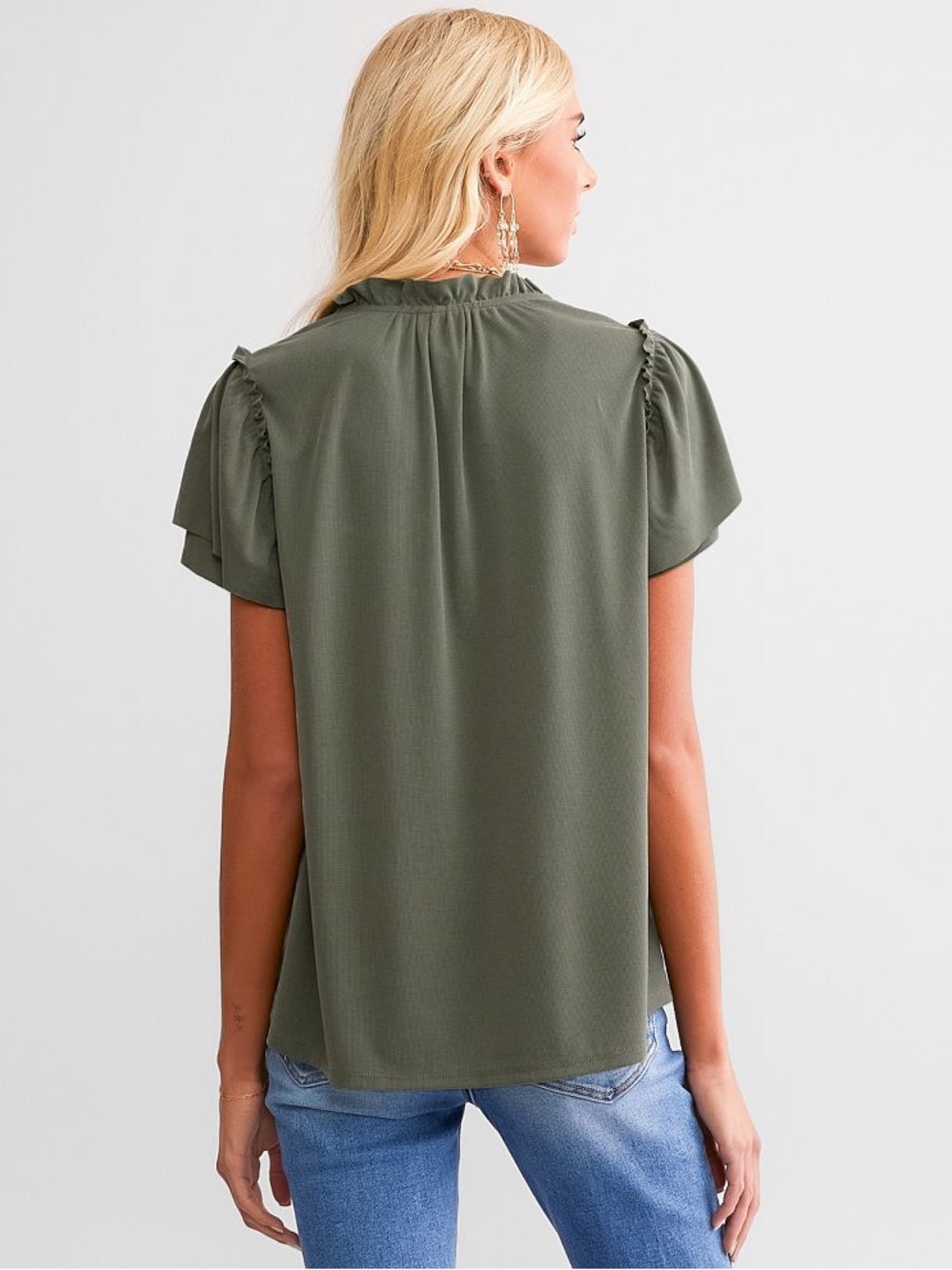 DAYTRIP RUFFLE FRONT TIE TOP - Picture 3 of 6